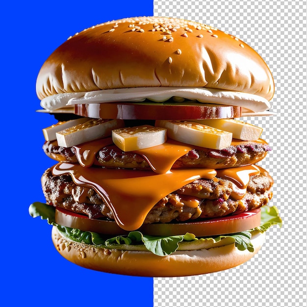 PSD heerlijke lekkere hamburger png transparante achtergrond