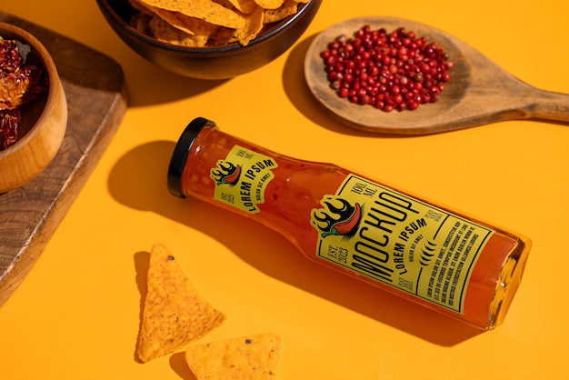 PSD heerlijke mexicaanse chili verpakking mockup