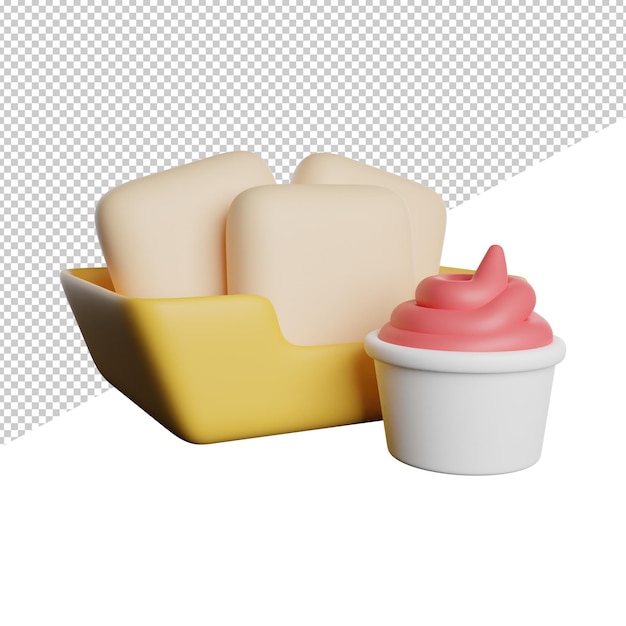 Heerlijke nuggets crunchy vooraanzicht 3d-rendering pictogram illustratie op transparante background