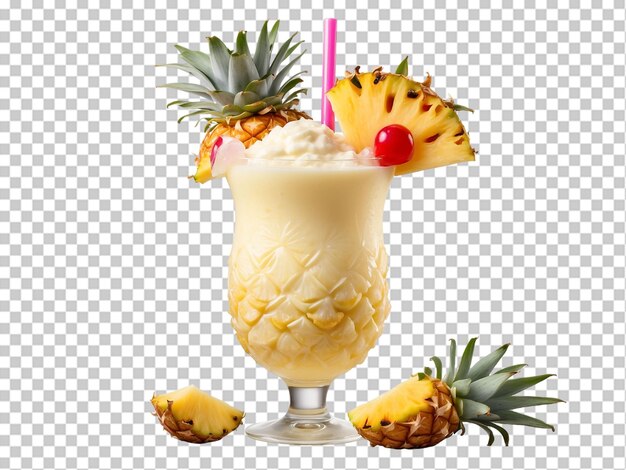 PSD heerlijke pina colada cocktail drank geïsoleerd op een doorzichtige achtergrond