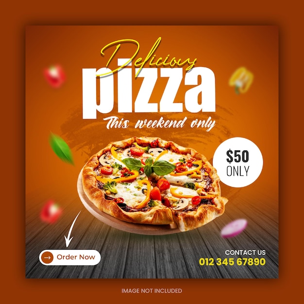 Heerlijke pizza en eten menu social media bannersjabloon