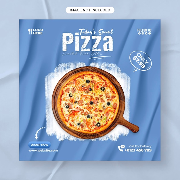 Heerlijke pizza en voedselmenu social media webpost bannersjabloon voor Facebook en Instagram