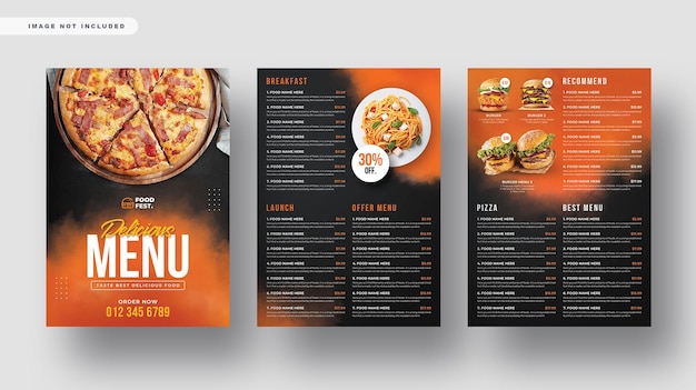 Heerlijke pizza of hamburger en restaurant menu flyer