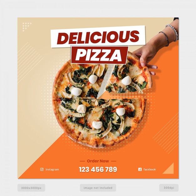 PSD heerlijke pizza social media postsjabloon