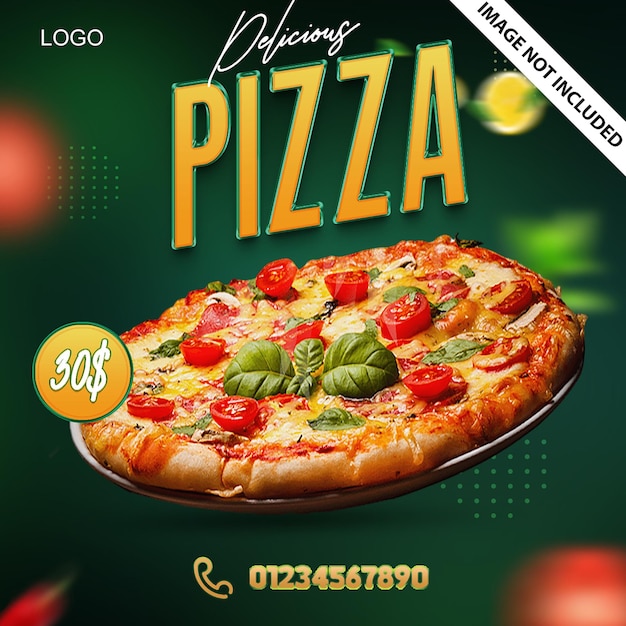 PSD heerlijke pizza sociale media post ontwerpsjabloon