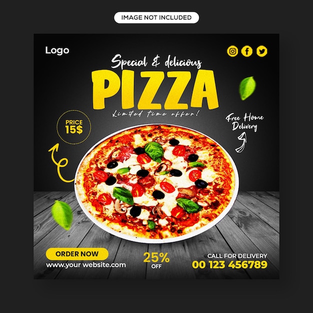 Heerlijke pizzaverkoop sociale media instagram postbanner