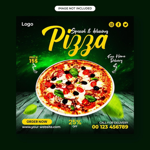 Heerlijke pizzaverkoop sociale media instagram postbanner