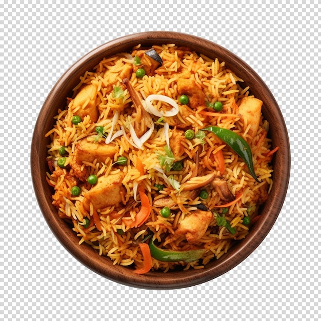 heerlijke plantaardige biryani in een kom op wit