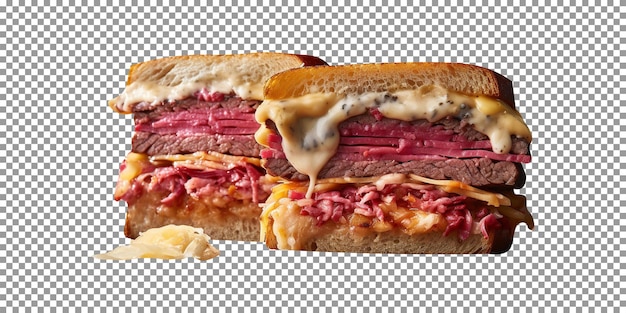 Heerlijke reuben sandwich geïsoleerd op transparante achtergrond