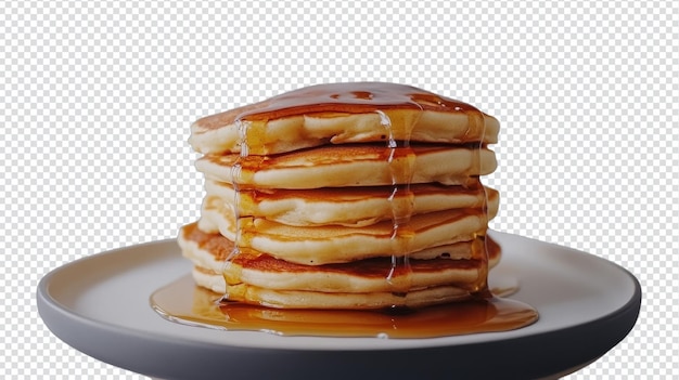 Heerlijke stapel gouden pannenkoeken met esdoornstroop Perfect voor ontbijt of brunch Ideaal voor food bloggen en het delen van recepten