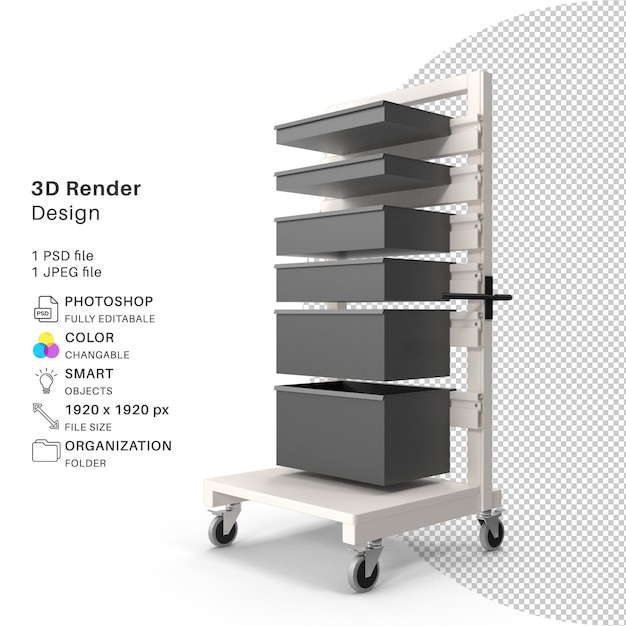 PSD 高さ調節可能なモバイル カート 3d モデリング psd ファイル現実的