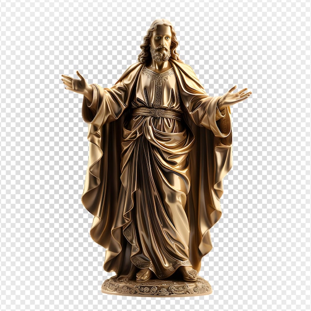 PSD heilige gouden standbeeld van jesus christus png standbeeld van jesus die bidt geïsoleerd uitgeknipt generatief ai