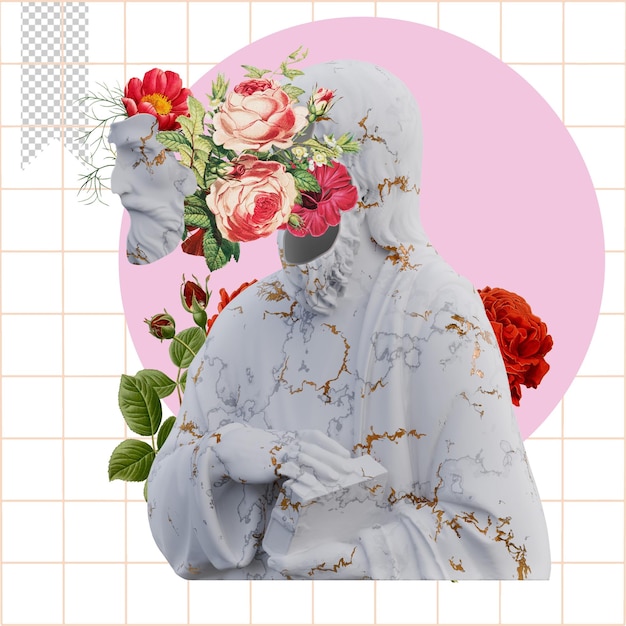Heilige met een boek beelden 3d maakt collage met bloemblaadjes composities voor uw werk