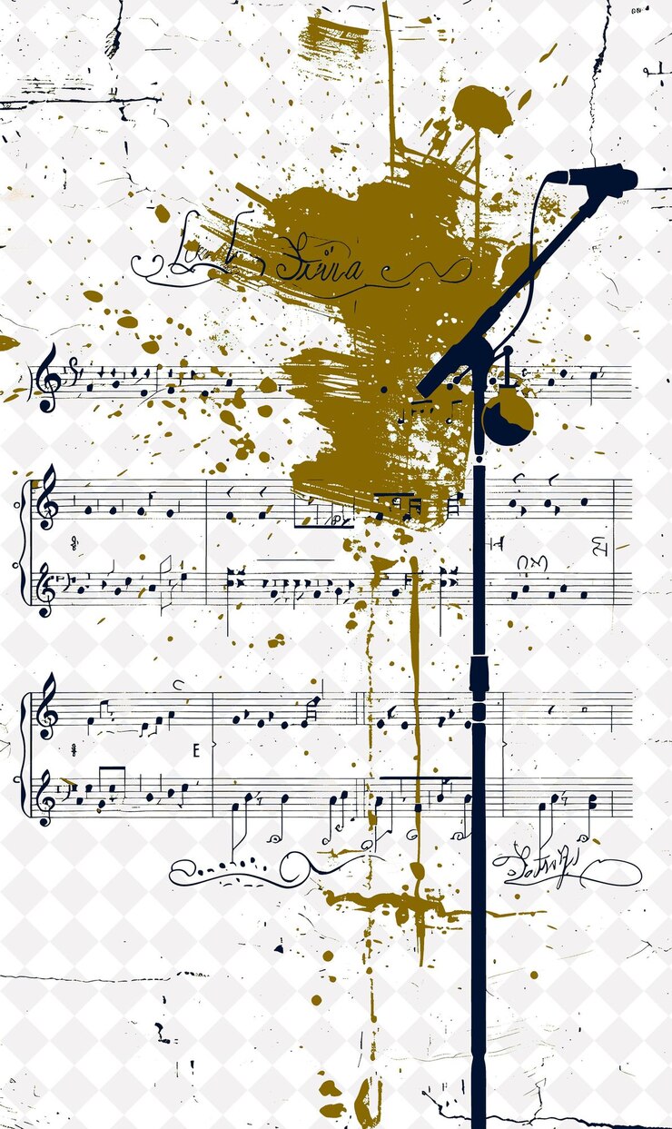 PSD heitor villa lobos musical score with a red ganz rattle on t brazil scene and culture illustrations