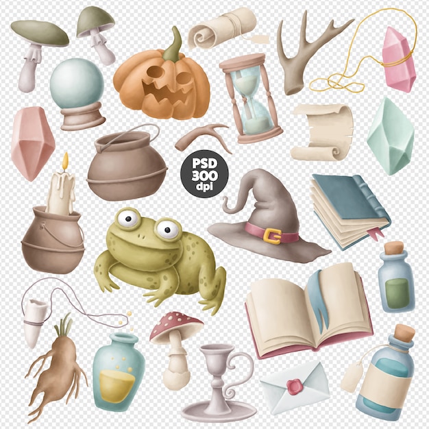 PSD heks items clipart collectie