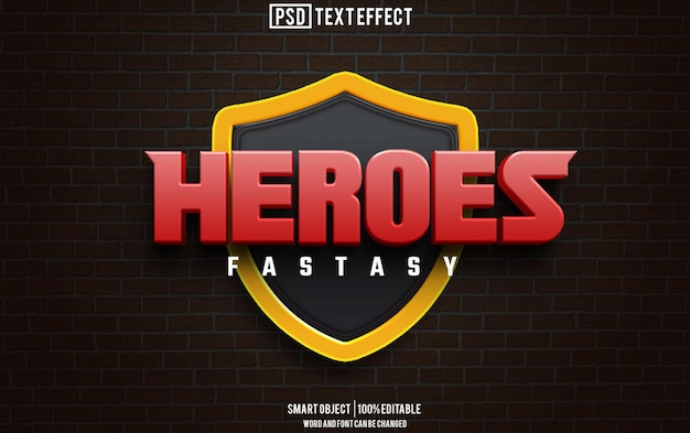 helden tekst effect lettertype bewerkbare typografie 3d tekst