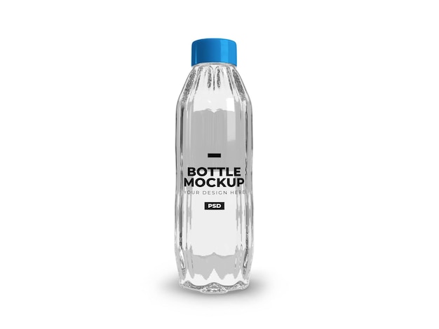 Helder doorzichtig mockup van een fles op een geïsoleerde witte achtergrond