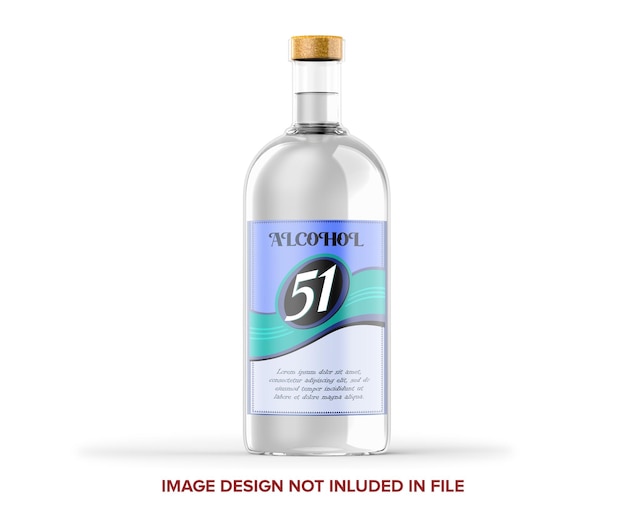 Helder glazen alcoholfles mockup-sjabloon Premium Psd