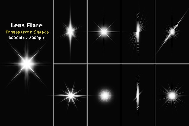 Helderwitte lens flare lichteffectcollectie