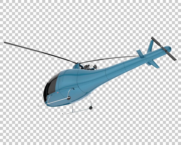 PSD helicopter on transparent background. 3d rendering - illustration