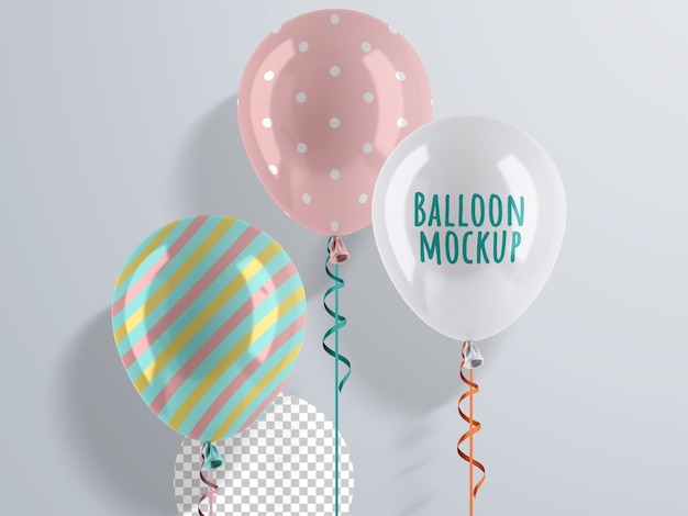 Helium balloons mockup with ribbon