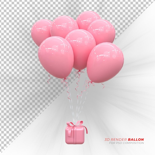 PSD palloncini di elio in tenui colori pastello matrimonio e compleanno di san valentino rendering 3d del palloncino