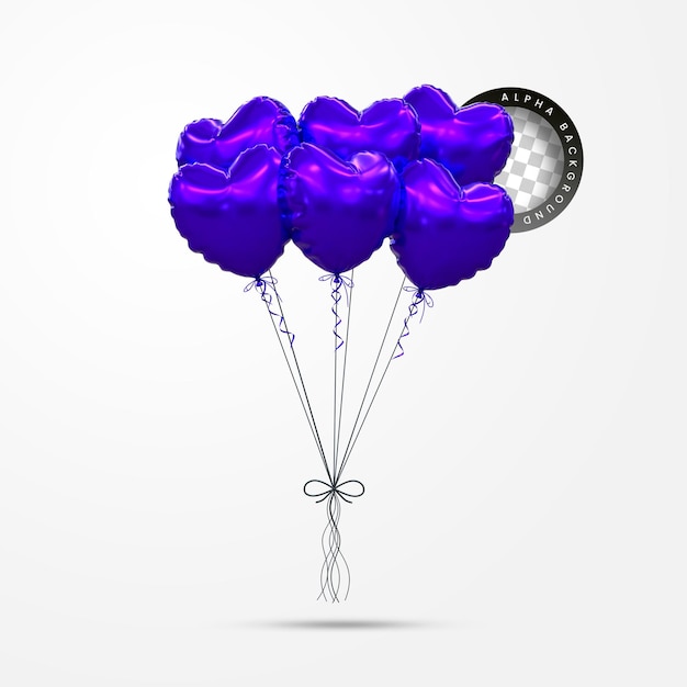 PSD helium balloons in soft pastel colours valentine's day wedding and birthday balloon 3d rendering