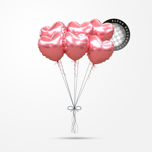 PSD helium balloons in soft pastel colours valentine's day wedding and birthday balloon 3d rendering