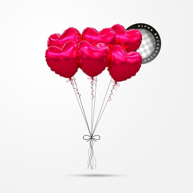 PSD helium balloons in soft pastel colours valentine's day wedding and birthday balloon 3d rendering