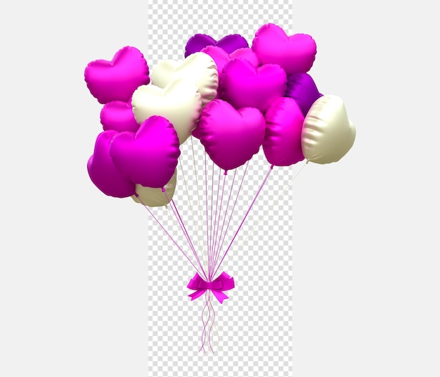 Palloncini di elio in colori pastello morbido matrimonio di san valentino e palloncino di compleanno rendering 3d