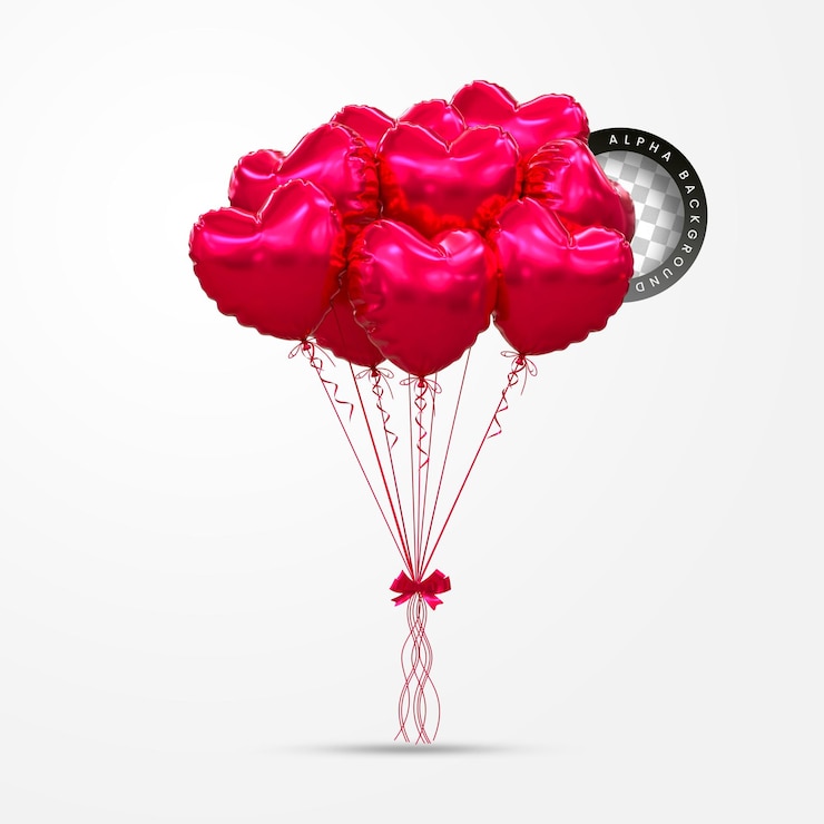 PSD helium balony w miękkich pastelowych kolorach walentynki ślub i urodziny balon rendering 3d