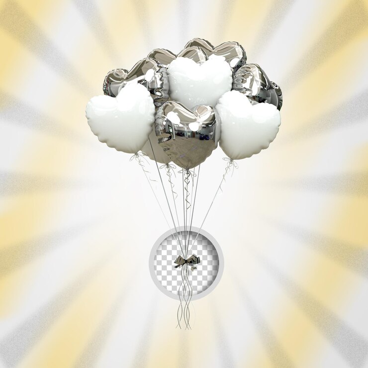 PSD helium balony w miękkich pastelowych kolorach walentynki ślub i urodziny balon rendering 3d