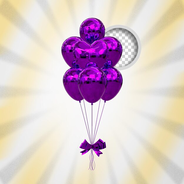 PSD helium balony w miękkich pastelowych kolorach walentynki ślub i urodziny balon rendering 3d