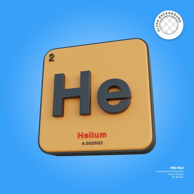 Helium scheikundig element periodiek 3d render