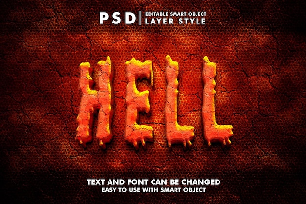 Hell 3d text effect premium psd