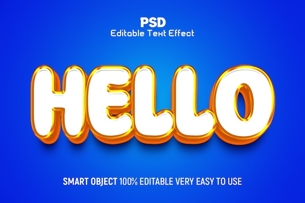 Hello 3D bewerkbare PSD teksteffect stijl