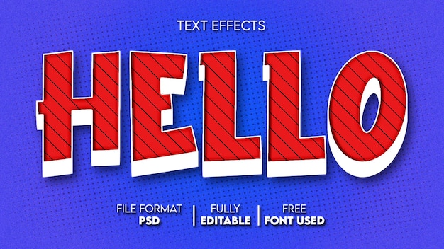 Hello 3d editable text effect graphic resource