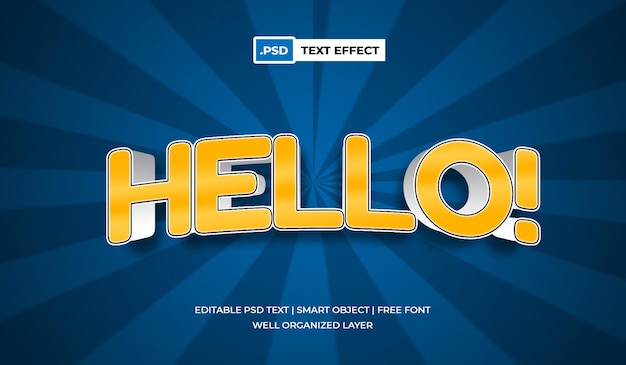 hello 3d editable text effect with cartoon text style