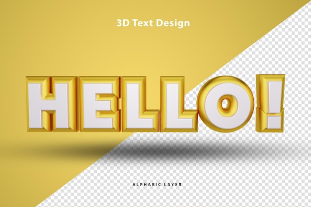 PSD hello 3d визуализированный текстовый дизайн