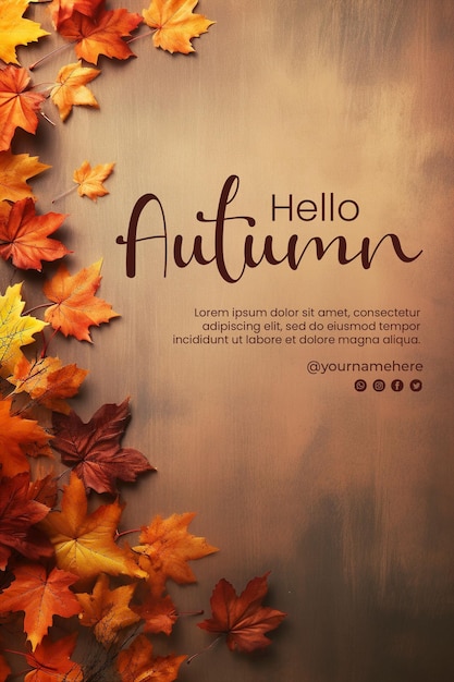 PSD hello autumn background and autumn poster