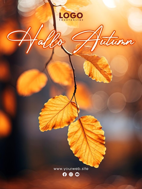 Hello autumn sociale media post poster ontwerp