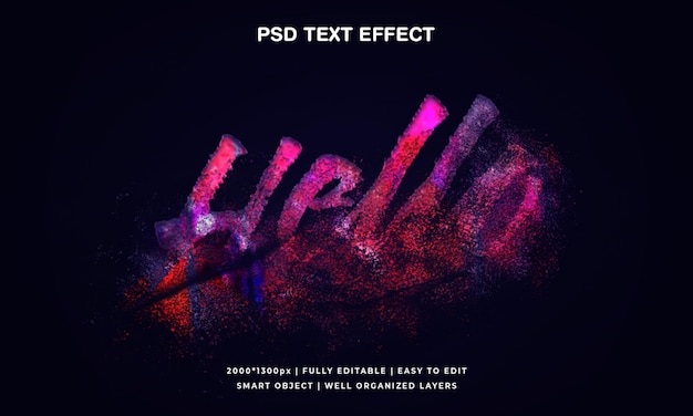 PSD hello dispersion 3d editable text effect