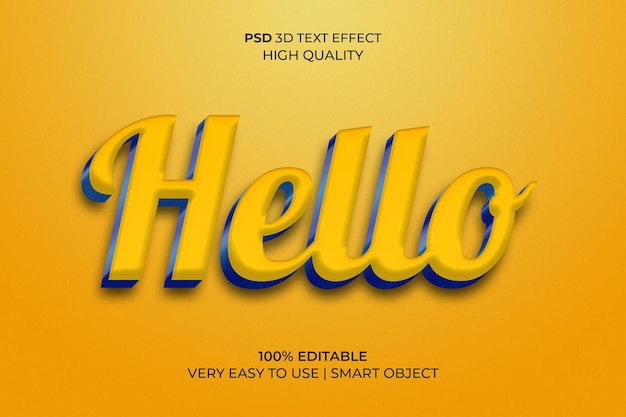 PSD Привет редактируемый текстовый эффект премиум psd файл