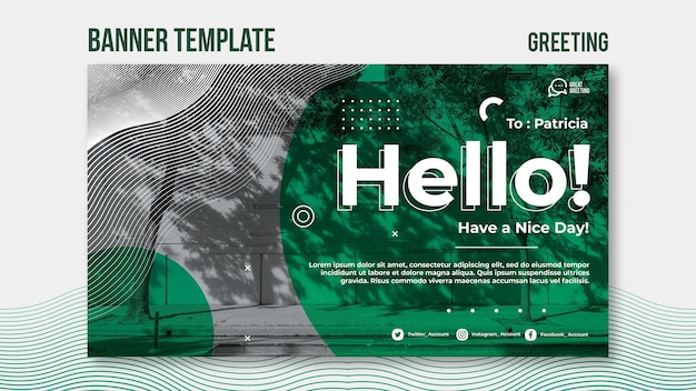 PSD hello message horizontal banner template