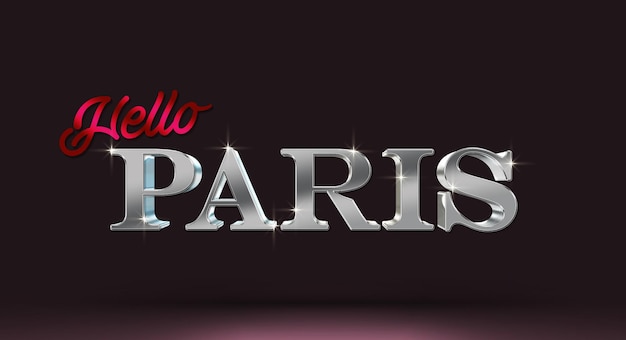 Modello di mockup effetto stile testo 3d hello paris