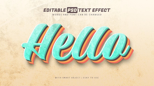 Hello retro vintage text effect