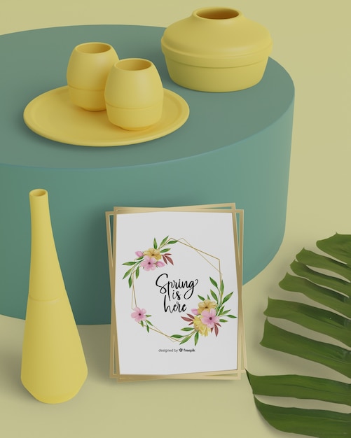 Hello spring card with 3d vases design