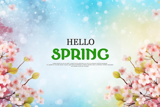 PSD hello spring floral background