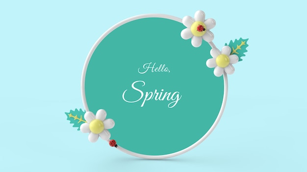 Hello spring frame. 3d rendering.