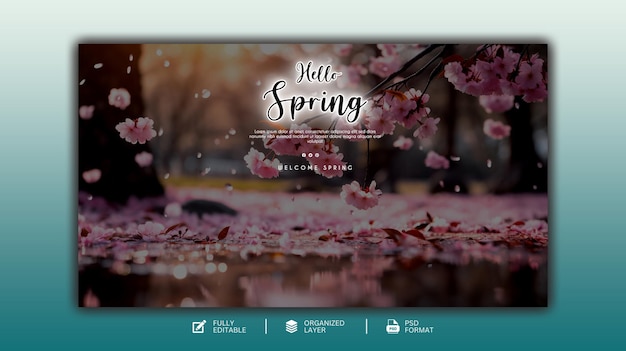 PSD hello spring graphic and social media design template